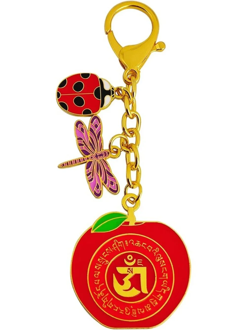 Feng Shui Harmony Keychain - Red Dragonfly & Ladybug Charm for Good Luck